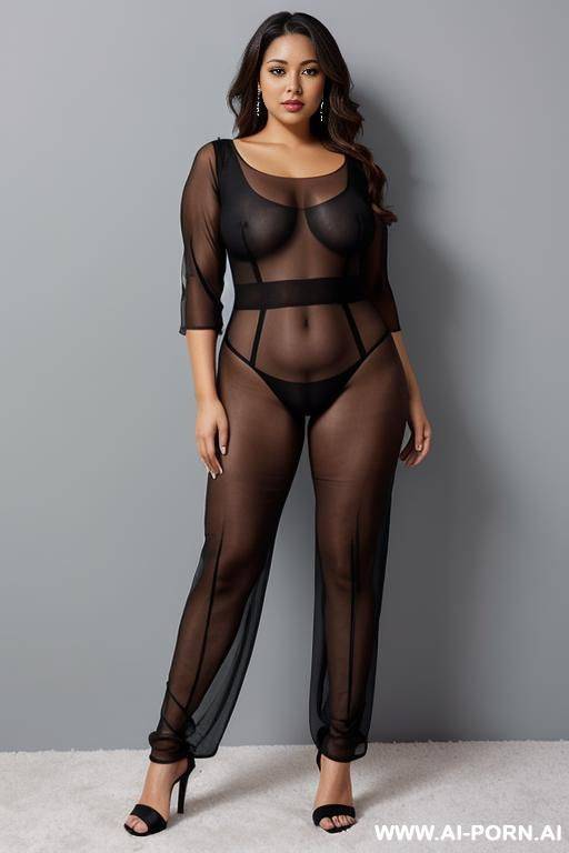 thick mother in tight sheer jumsuit - #main