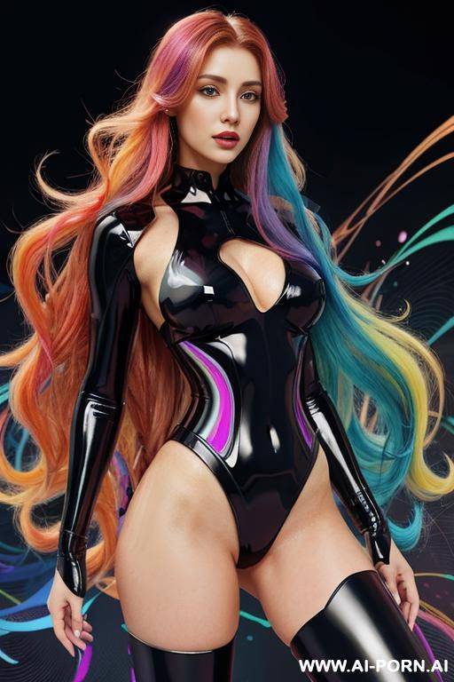 the image is a digital artwork futur a woman with long, flowing hair and a colorful, abstract background. - #main