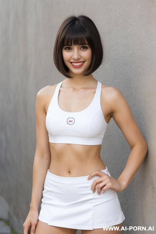 eye contact nis court white sports bra white miniskirt - #main