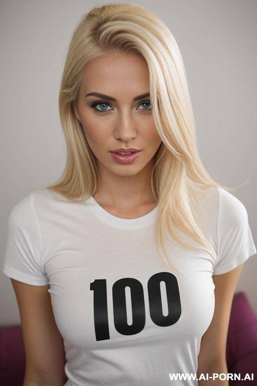 20 year old blond wearing t shirt. t shirt has i swallow printed on it. - #main