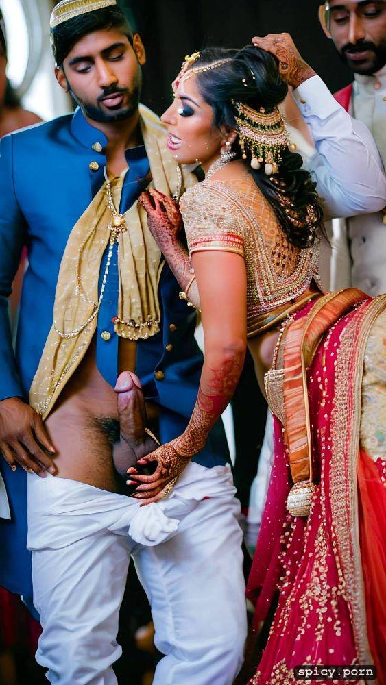 naked bride, indian man pop his dick out from pant infront of bride in front of groom at the wedding where all tha attendees are present - #main