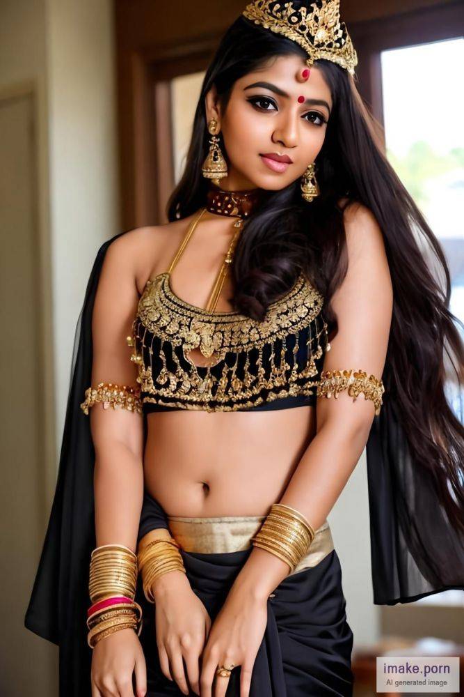 indian animal girl Anushka Sen with elf ears and gold crown and... - #main