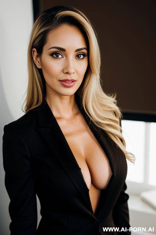 blonde sexy psychologist, brown eyes, black blazer - #main