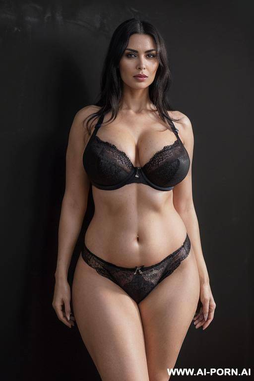 ((sexy, hot, attractive milf, turkish woman)) ((realistic milf, mature woman, gothic woman)) ((sexy standing position, direct eye contact, indifferent look, black long straight hair)) (wide hips, massive - #main