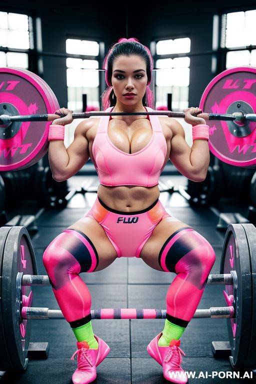 powerlifter. lifting ws. gym. leotard. beautiful face. symmetrical features. - #main