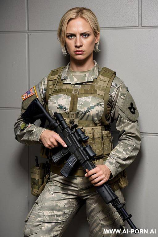 short haired military woman without a weapon in a military base bedroom - #main