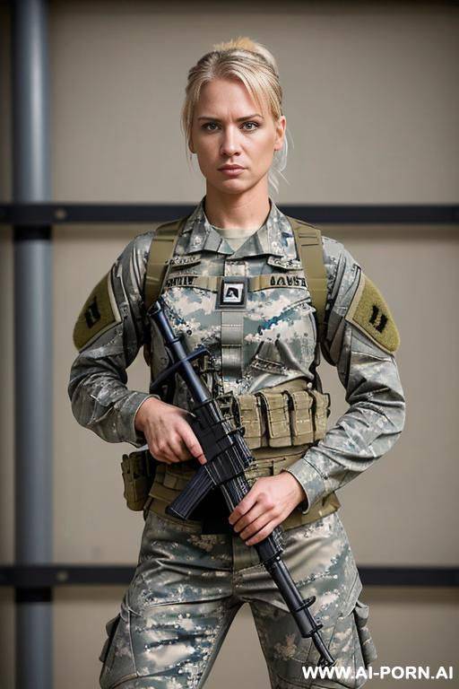 short haired military outfit woman no weapon military base bedroom no accessories - #main