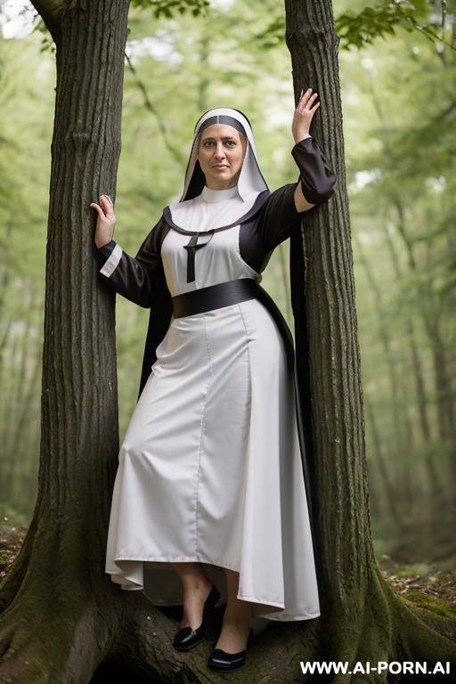 tied by hands to a tree, arms up tied above head to a branch of a tree, - #main