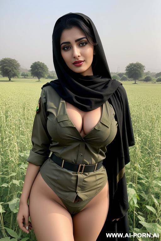 a pakistani woman in pakistani army uniform showing her nude boobs in fields - #main