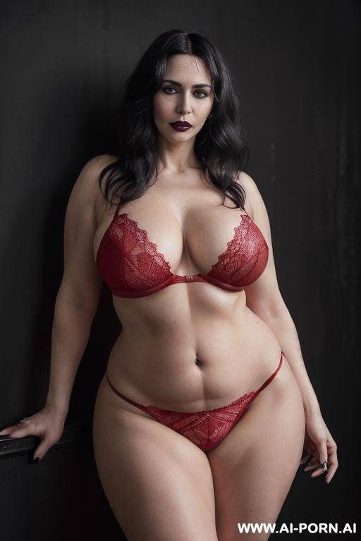((sexy, hot, attractive, french)) ((realistic, mature woman, gothic woman)) ((sexy standing position, direct eye contact, an indifferent look, white hair, black lipstick)) (wide hips, massive thighs) - #main