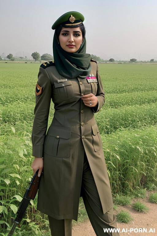 a pakistani woman in pakistani army uniform showing her private parts in fields - #main