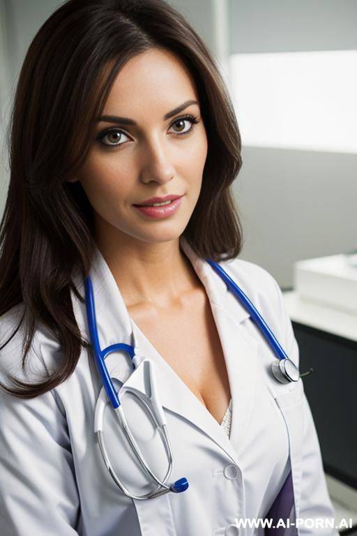 sexy brunette doctor looking at viewer - #main