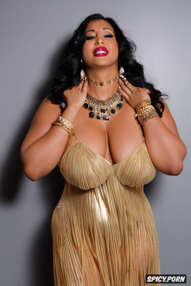 ruby necklace, color photo, very wide hips, busty, emerald bracelet - #main