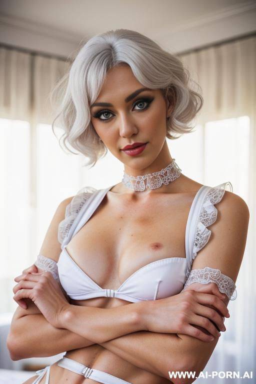 ((english teacher)), ((natural, waif body)), (blank, confused face), (eye contact), (pov, legs spread for sex), (classroom scene), (totally naked), (solid chrome neck collar) - #main