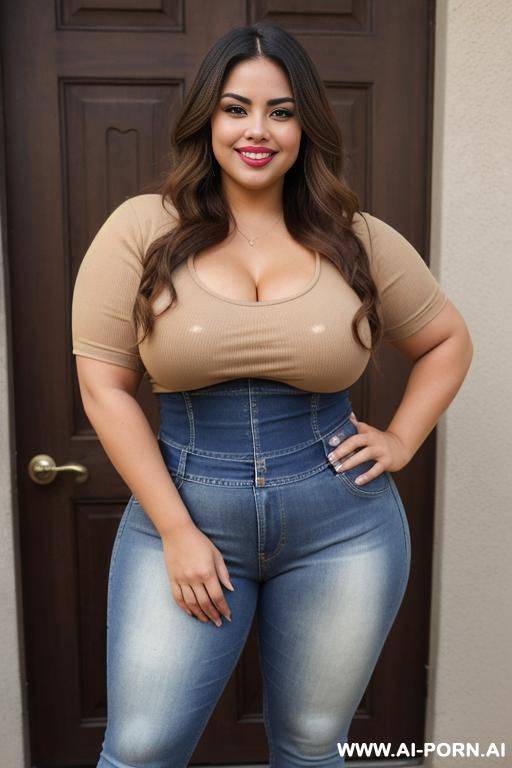 extra thicc, , super plump, gorgeous supermodel mexican, pear shaped, pretty face, gap tooth, tan, tight clothes - #main