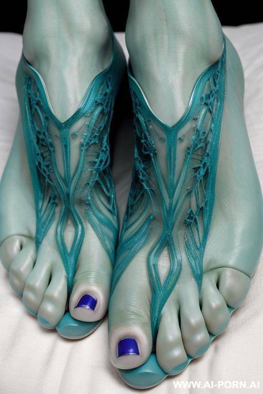 extremely veiny feet. lots of blue green veins and arteries csn be seen through her white skin - #main