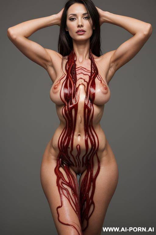 lots of seperated streaky lumpy raised arteries and veins under the skin - #main