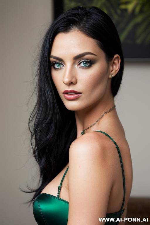 british model, black hair, green eyes - #main