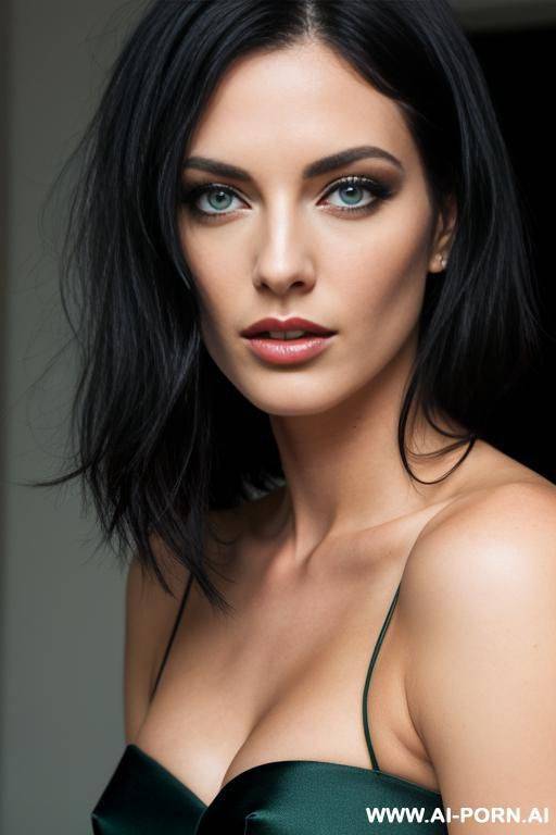 british model, black hair, dark green eyes - #main