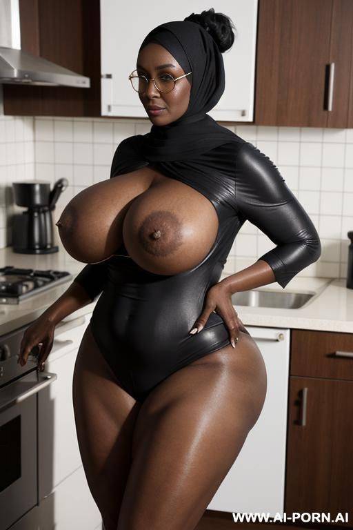 huge mother with hijab have hot boobs and huge ass black skin make her pray - #main