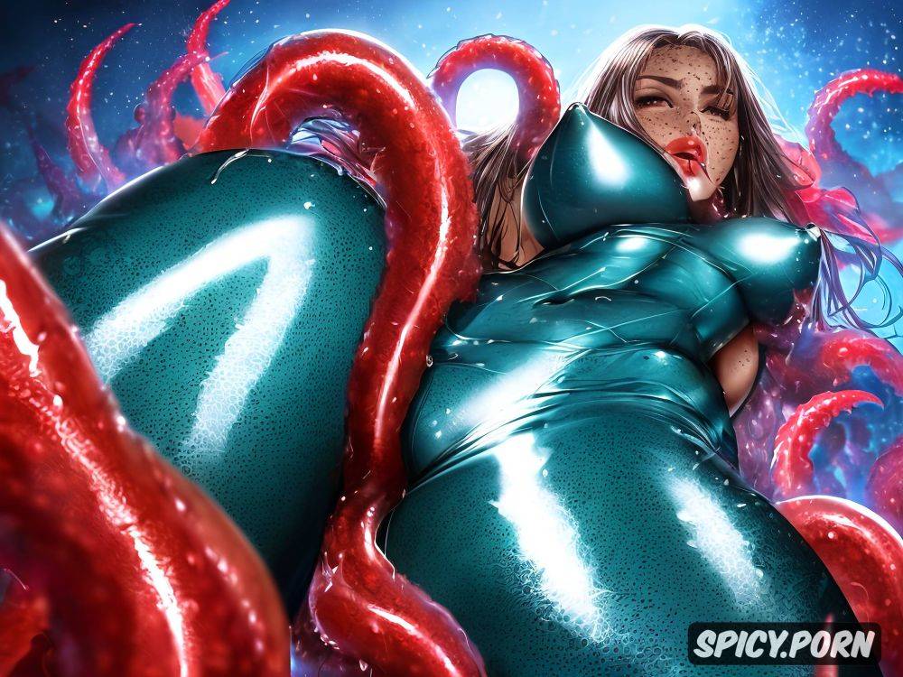 many oozing tentacles aggressively restraining and spreading arms and legs - #main