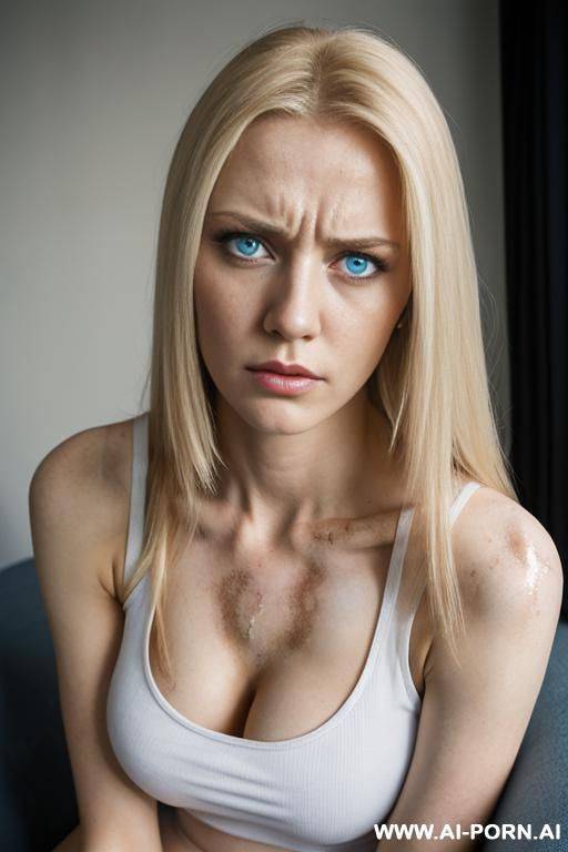 blonde, big tits, white tank top, blue eyes, cleavage, long straight hair - #main