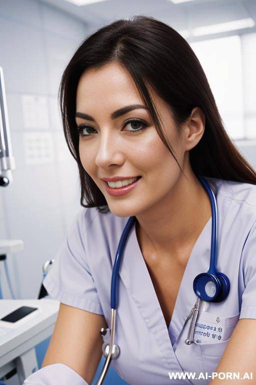 (close up) (nurse) (scrubs) (exam room) (happy) - #main