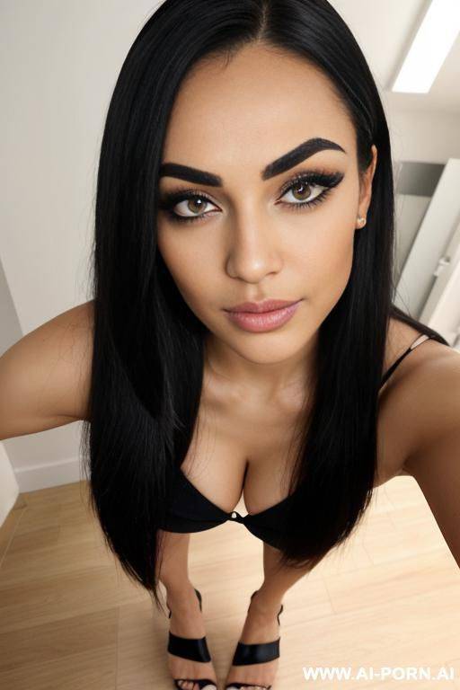 full body view. feet first. toes in my face. toes at the camera. ((standing up straight)) camera is on the floor looking up at her. view is from at her feet. she is pointing her feet - #main