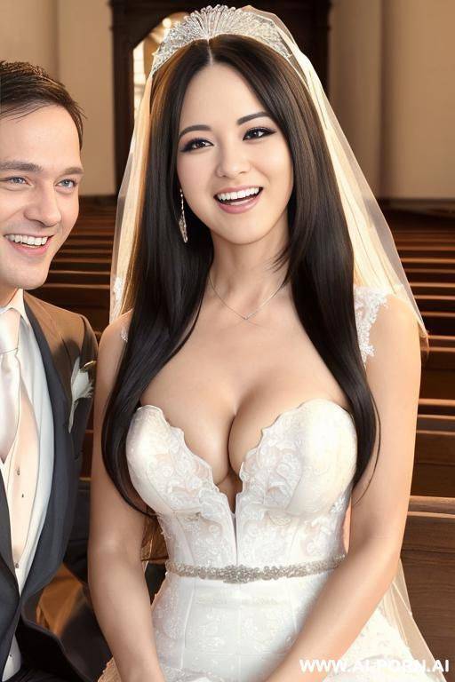 ((((douglas and regina)))) ((((couple portrait)))) ((((handsome groom and dazzling bride)))) ((a woman with long straight black hair)) ((my faithful dream girlfriend)), ((light descending)), ((((gigantic cleavage)))) - #main
