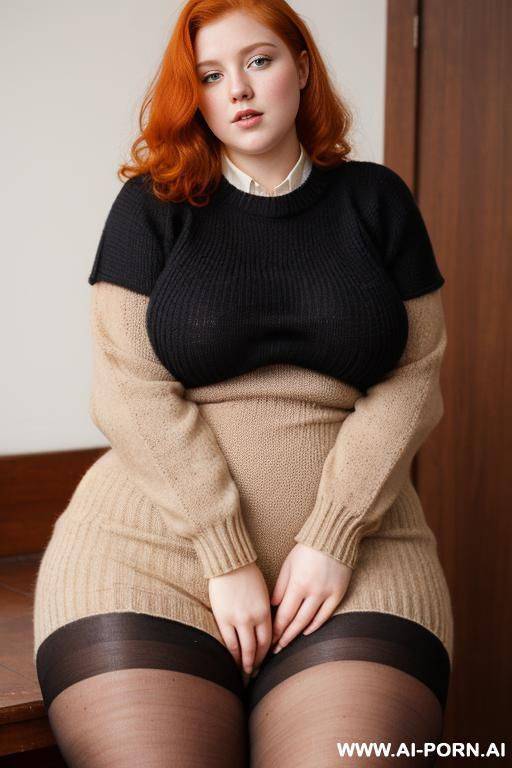 160s style. 160s. vintage. 166. cutie babe face. 18 years old. curvy chubby. ginger hair. huge natural boobs. sweater. pantyhose. very very hairy pussy. show pussy. open legs. - #main