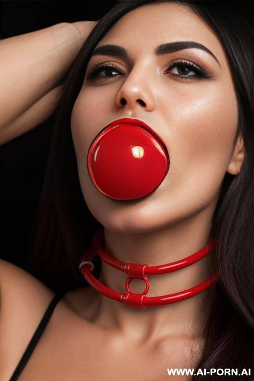 ball gag is red sphere inside the mouth - #main