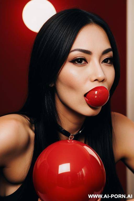 ball gag is medium red sphere inside the mouth - #main