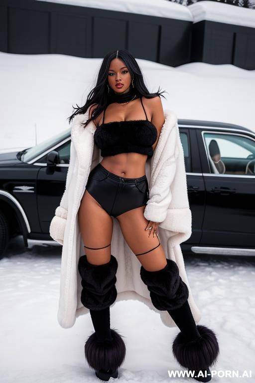 huge large fur scarf, hyper inflated loose pussy, massive fur thigh clothes, fur ankle ugg slippers, oversize swollen pussy, giant labia lips, dark angel, fur gloves, fur crop top, fur shorts opening pussy, high fur socks - #main