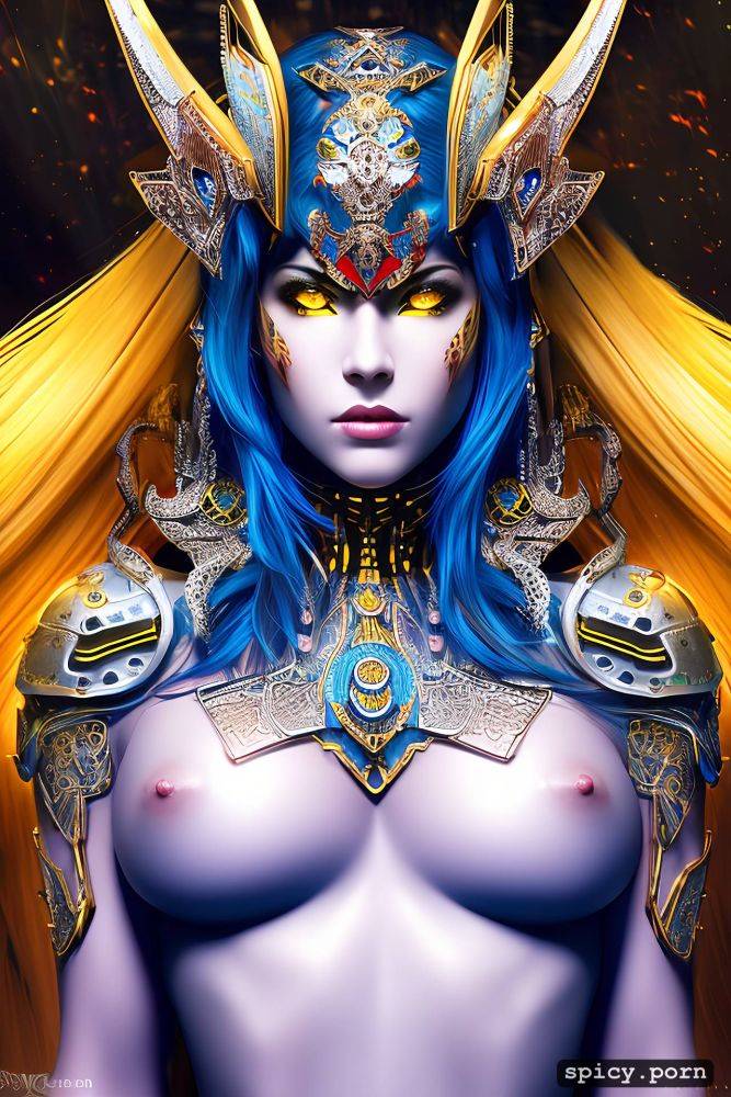 strong warrior robot, vibrant, intricate, precise lineart, female - #main