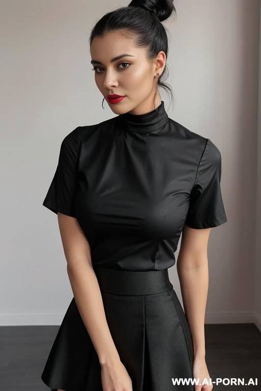 (black skirt) (u-neck shirt) - #main