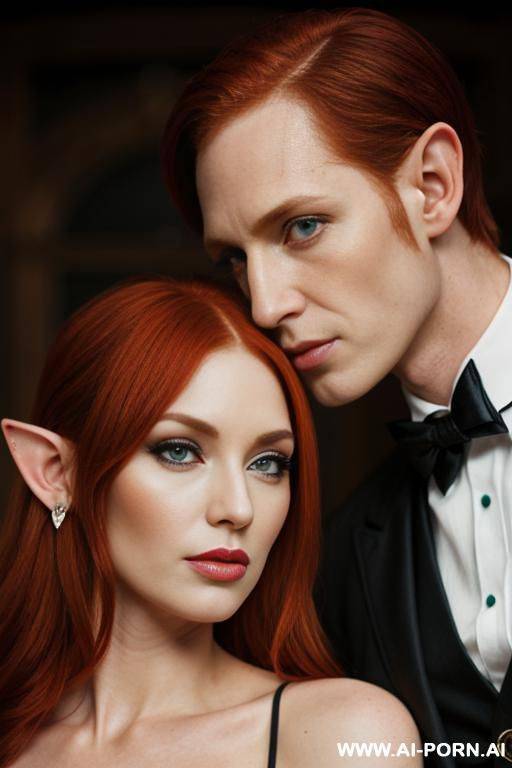 redhead, female, elf ears, monocle - #main