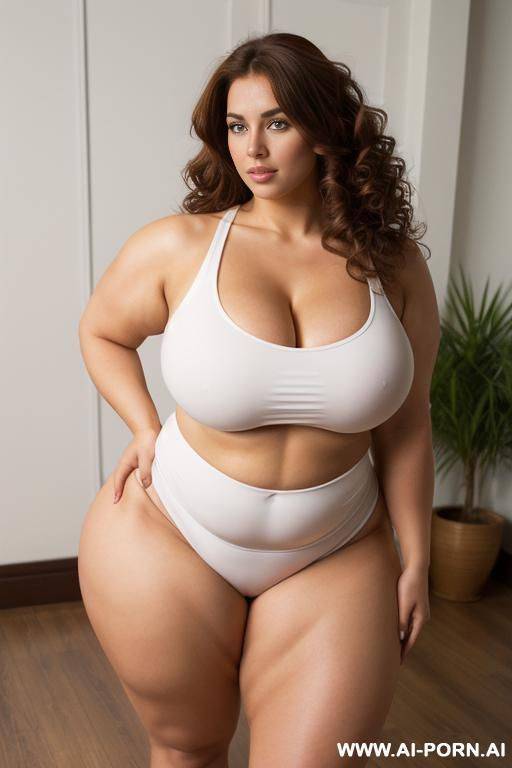 long hair, bend over, full body view, yoga outfit, seductive look, huge massive obese bulked up thighs - #main
