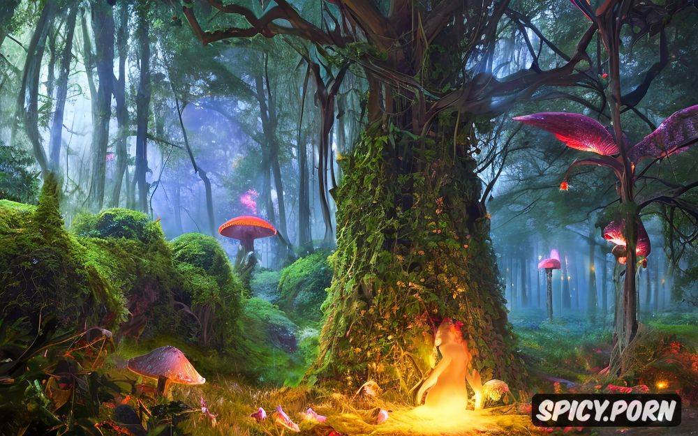 hiqh quality picture, beautiful colors, magic mushrooms glowing in the dark - #main