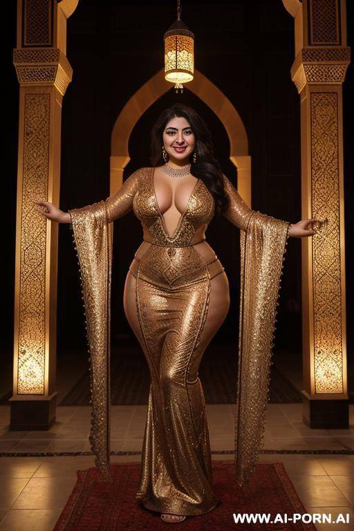 pretty face chubby naked big ass wide hips full body view oiled glowing at night - #main