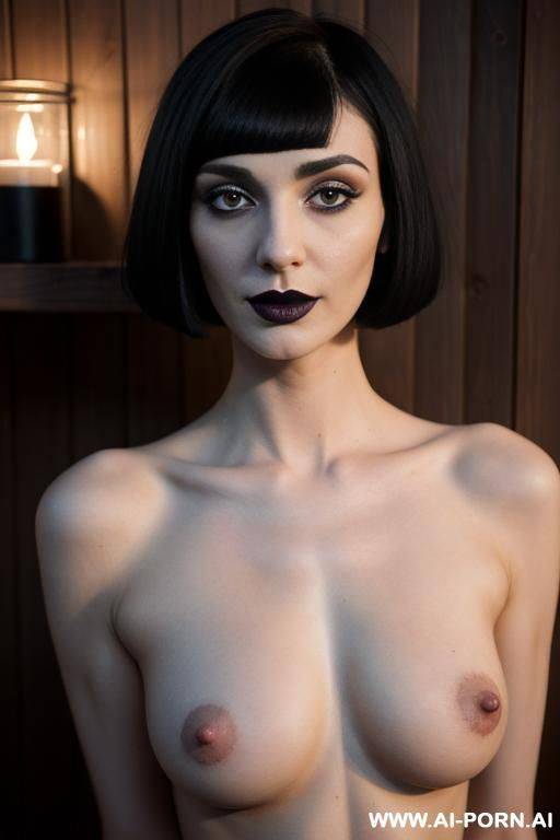 goth with tatoos and black lipstick with no tits - #main