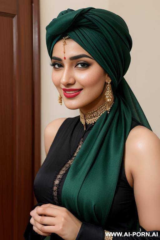 curved hips, pakistani, headscarf, seductive smile - #main