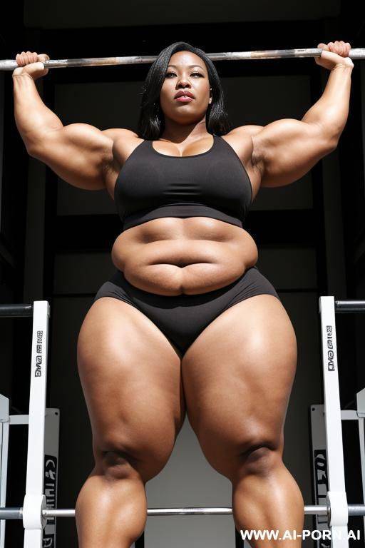 媚黑人妻, massive huge fat big obese bulked up thighs, doing pull-ups - #main