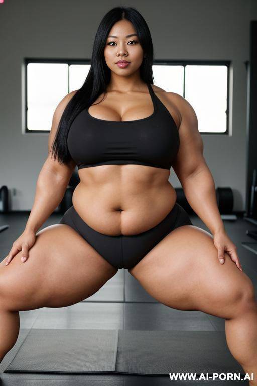 媚黑人妻, massive huge fat big obese bulked up thighs, yoga practice - #main