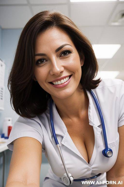 (nurse) (exam room) (bending down) (close up) (smiling) - #main