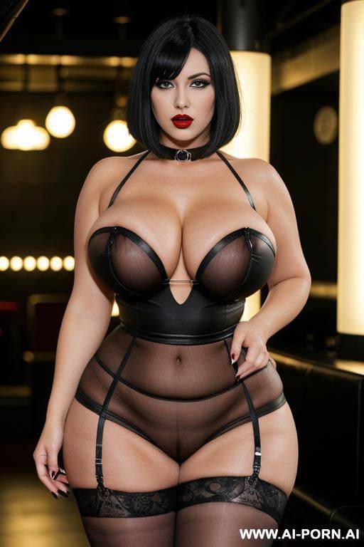 slutty goth, beautiful, large hips, thick thighs, narrow waist, full body view, gym woman, supersized tits, huge massive tits, gigantic round tits, engorged swollen tits - #main