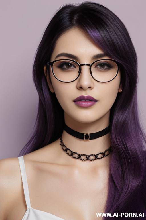 (choker) (emo) (long hair) ( skin) (thick rimmed glasses) - #main