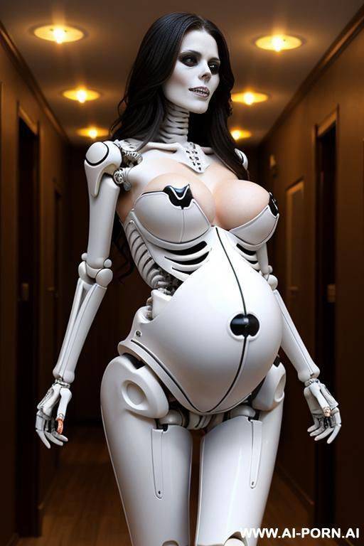 pregnant skeleton robot woman with big boobs and a big ass - #main