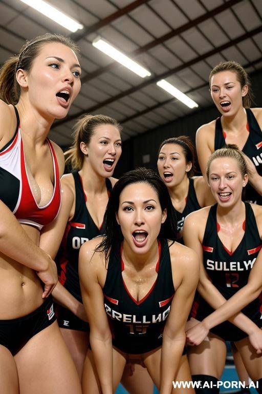 volleyball team, sweat, exhausted, tongue out - #main