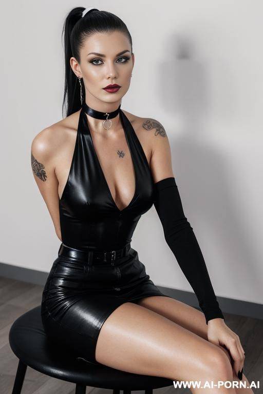 ashley graves from tcoaal, black choker ,ponytail, no lipstick, no tattos, goth - #main