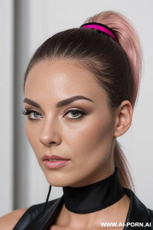 ashley graves from tcoaal, pink eyes, black collar , ponytail - #main